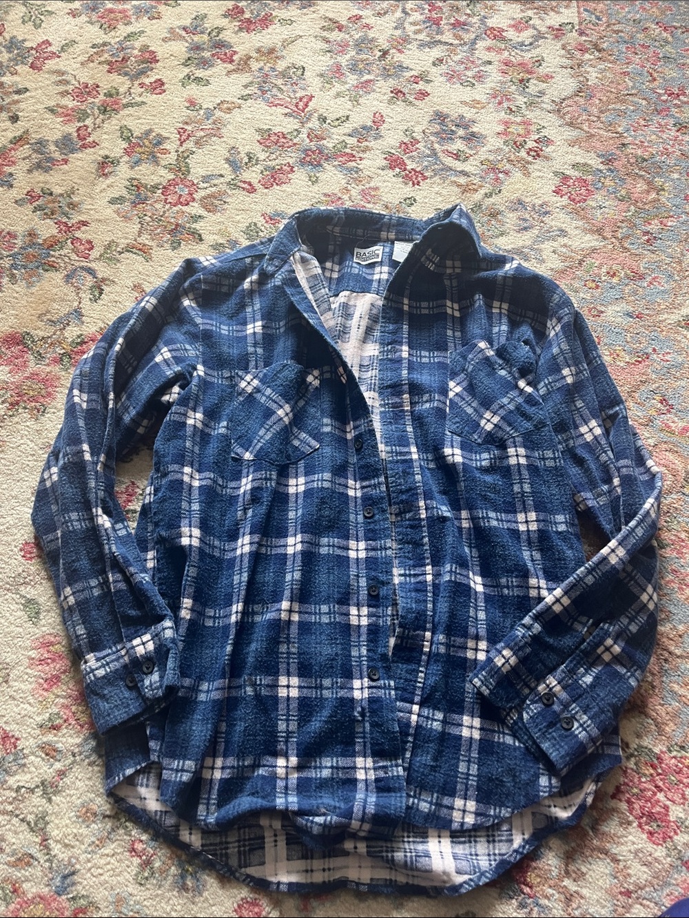 Vintage Men's Blue Plaid Button-Down Flannel Shirt